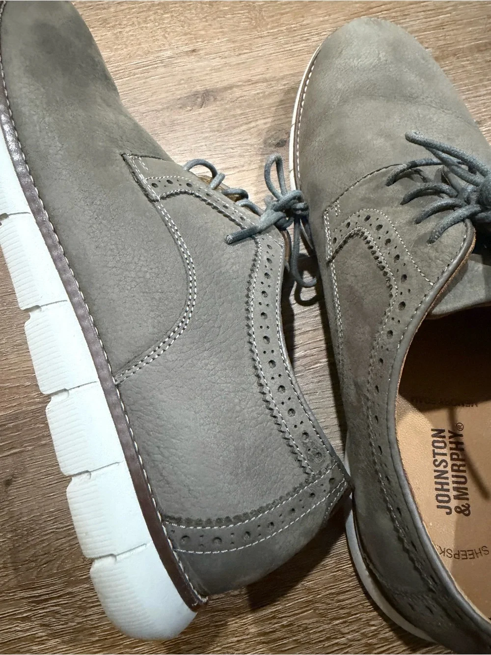 Johnston & Murphy Holden Plain Toe Gray Tumbled Nubuck Shoes Men’s 10M